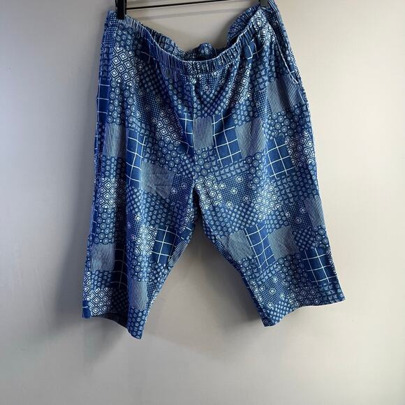 Lands End High Rise Denim Patchwork Pattern Capri Pull On Leggings Size 2x - Picture 1 of 4
